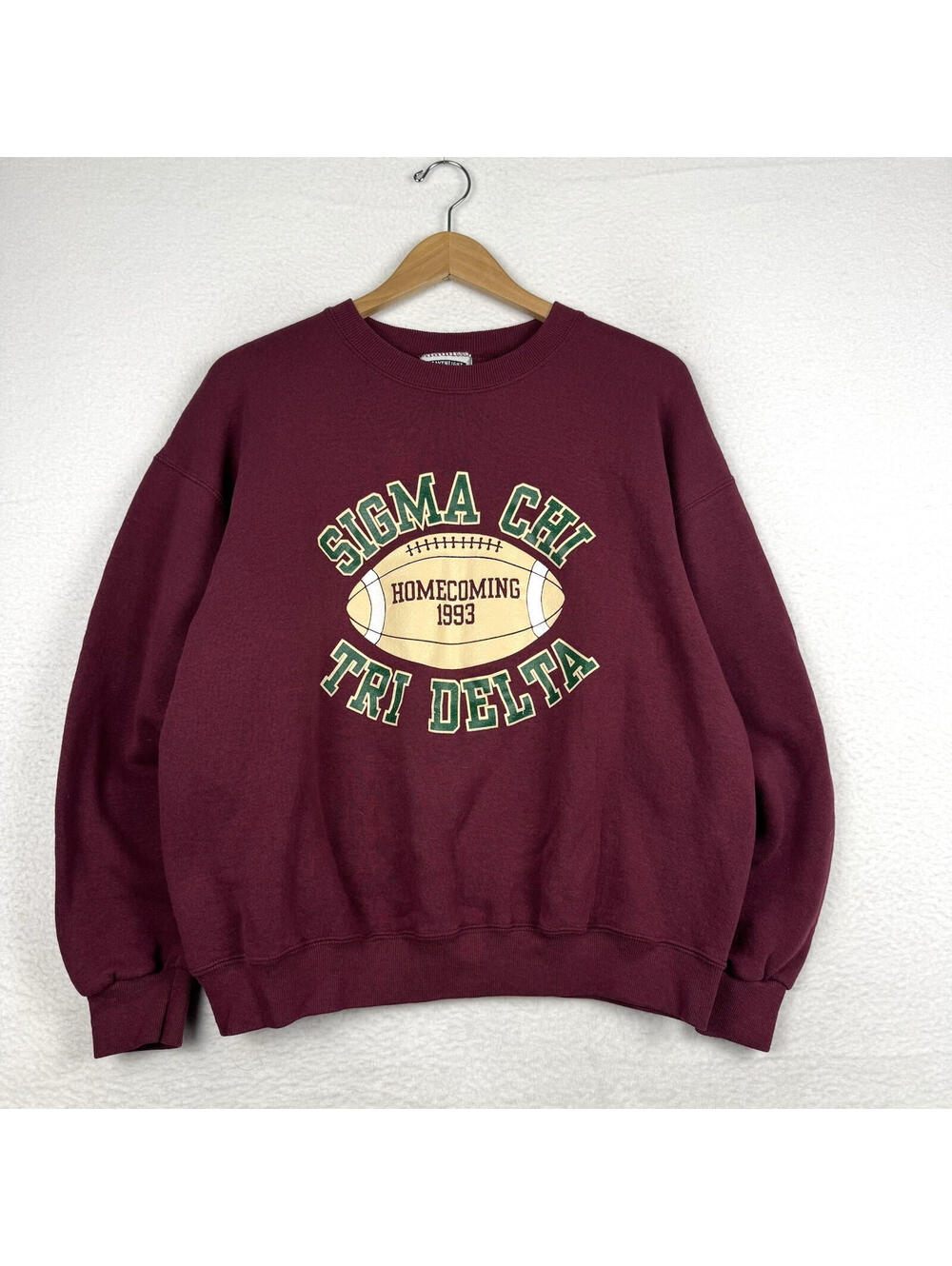 Vintage 1993 LEE Heavyweight Large Red Sigma Chi Tri Delta College Sweater 90s